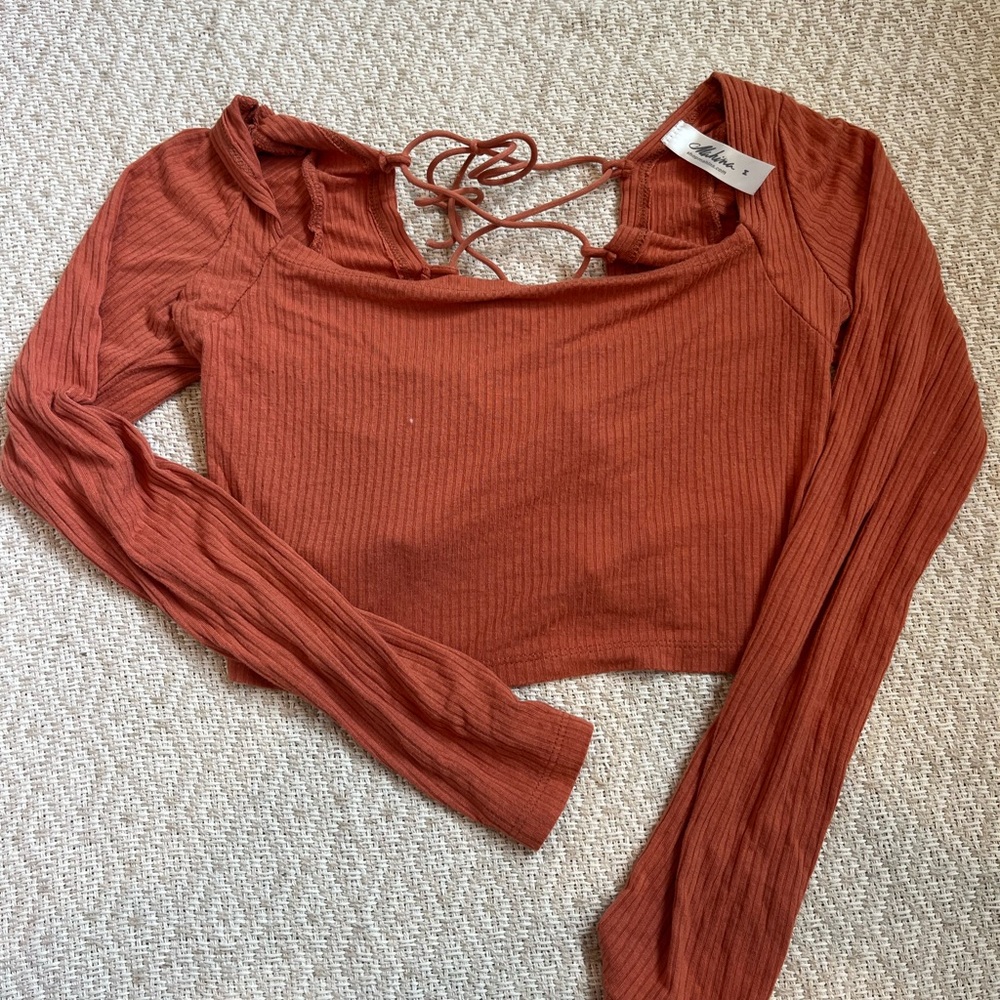 open back orange top